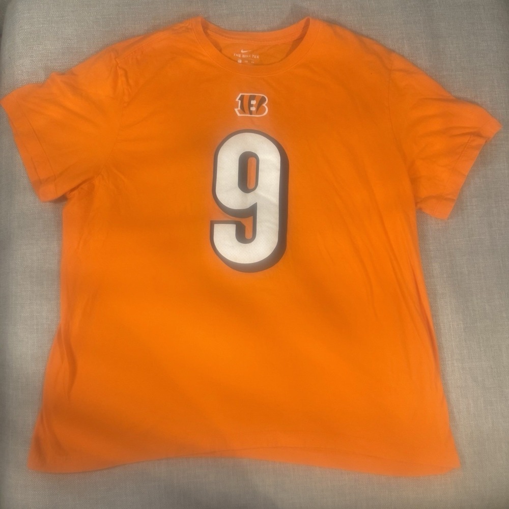 Nike Joe Burrow #9 Cincinnati Bengals Orange T‎ Shirt Mens XXL NFL